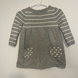 Baby Gap Soft Gray Striped Sweater Dress